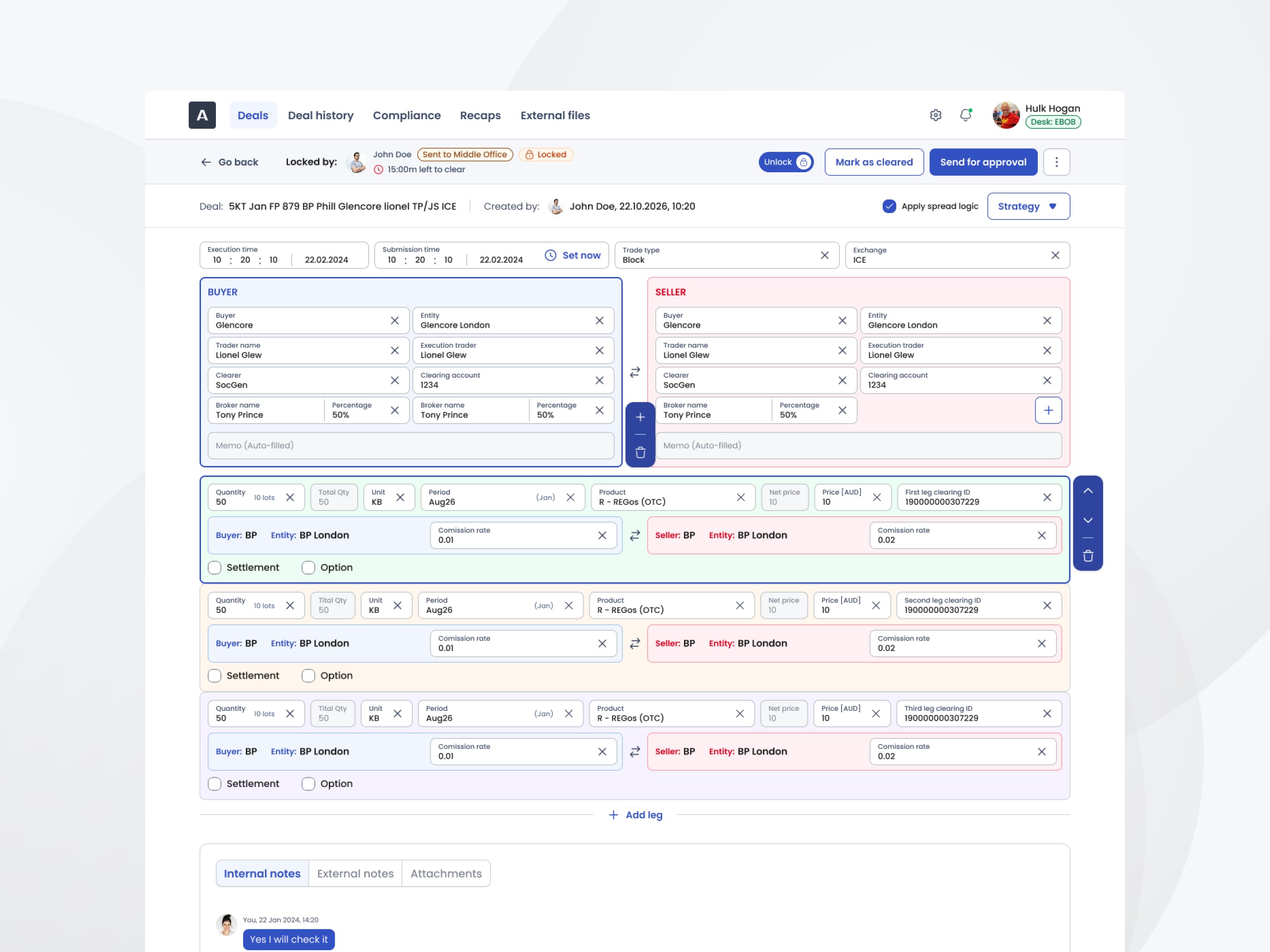 Deal details from the Middle Office perspective — the original raw formula surfaced with maximum information on a single screen
